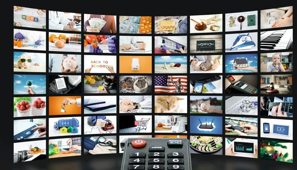Family watching IPTV at home in the USA